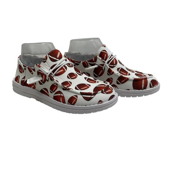 Unbranded Slip On White Shoe Football Graphic All Over Print Eu 37 US 6.5 New - Picture 1 of 9